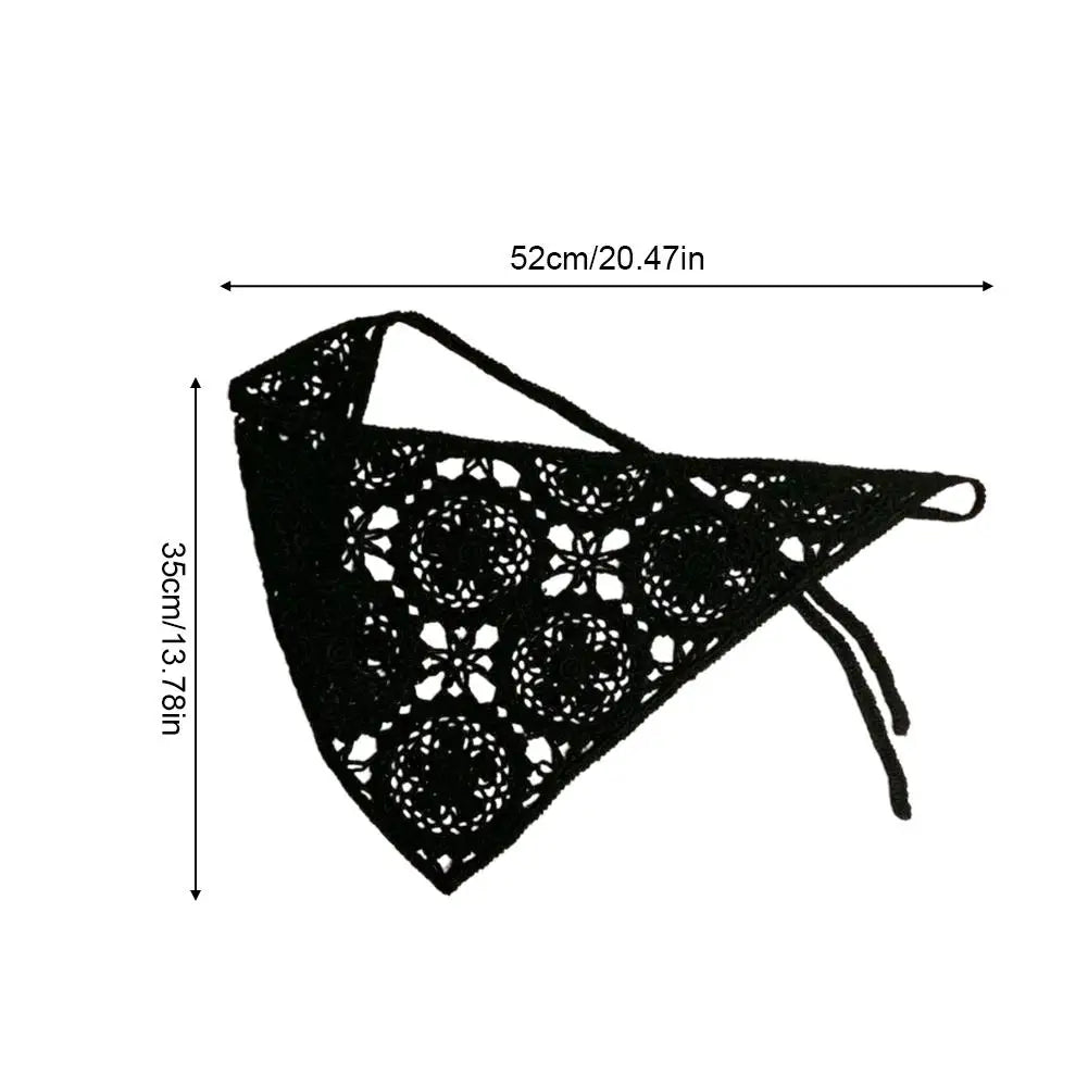 Retro Crochet Triangle Hair Scarf Vintage Mesh Knitted Headband Versatile Boho Headscarf for Women Girls Hair Accessories