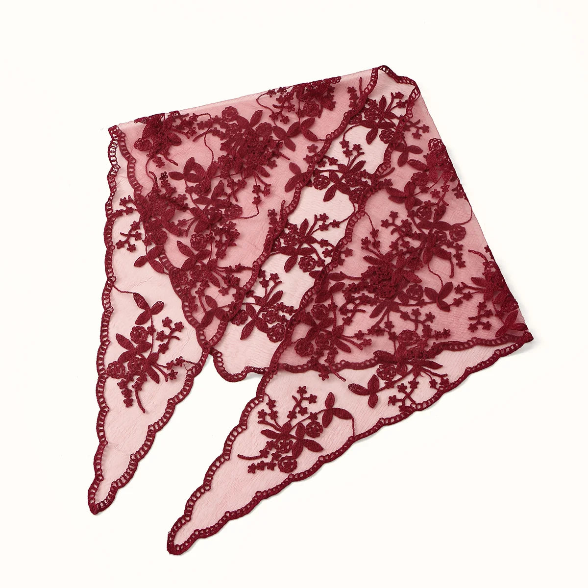 Elegant Lace Scarf Hollow Out Embroidery Foulard Bandana Solid Color Triangular Scarf Thin Vintage HandkerChiefs for Hair Woman