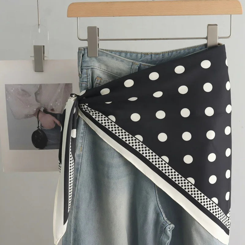 Fashion Women's Triangular Binder Headcloth New Niche Fashion High-End All-Matching Scarf Jeans Belt Decorate Triangular Scarf