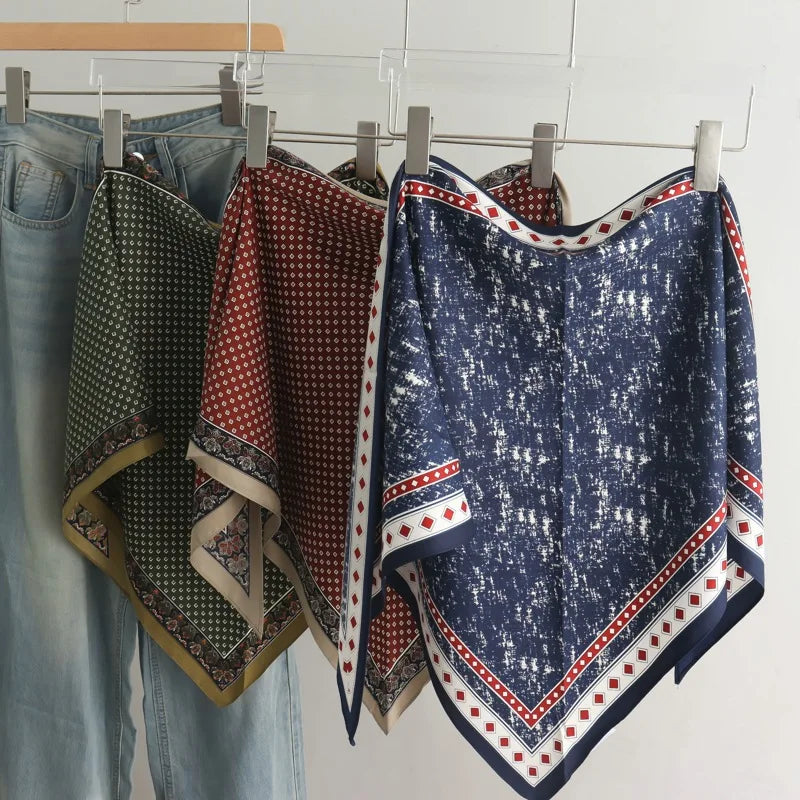Fashion Women's Triangular Binder Headcloth New Niche Fashion High-End All-Matching Scarf Jeans Belt Decorate Triangular Scarf