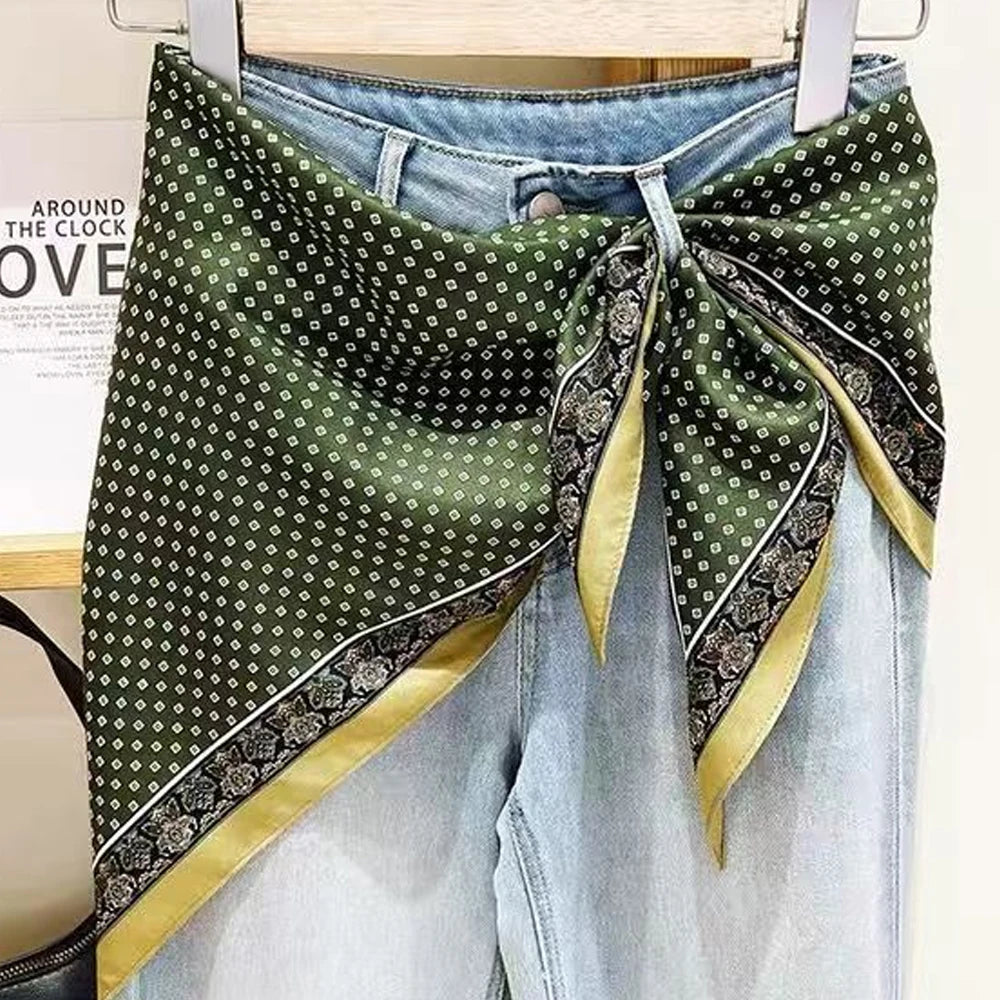 Fashion Women's Triangular Binder Headcloth New Niche Fashion High-End All-Matching Scarf Jeans Belt Decorate Triangular Scarf