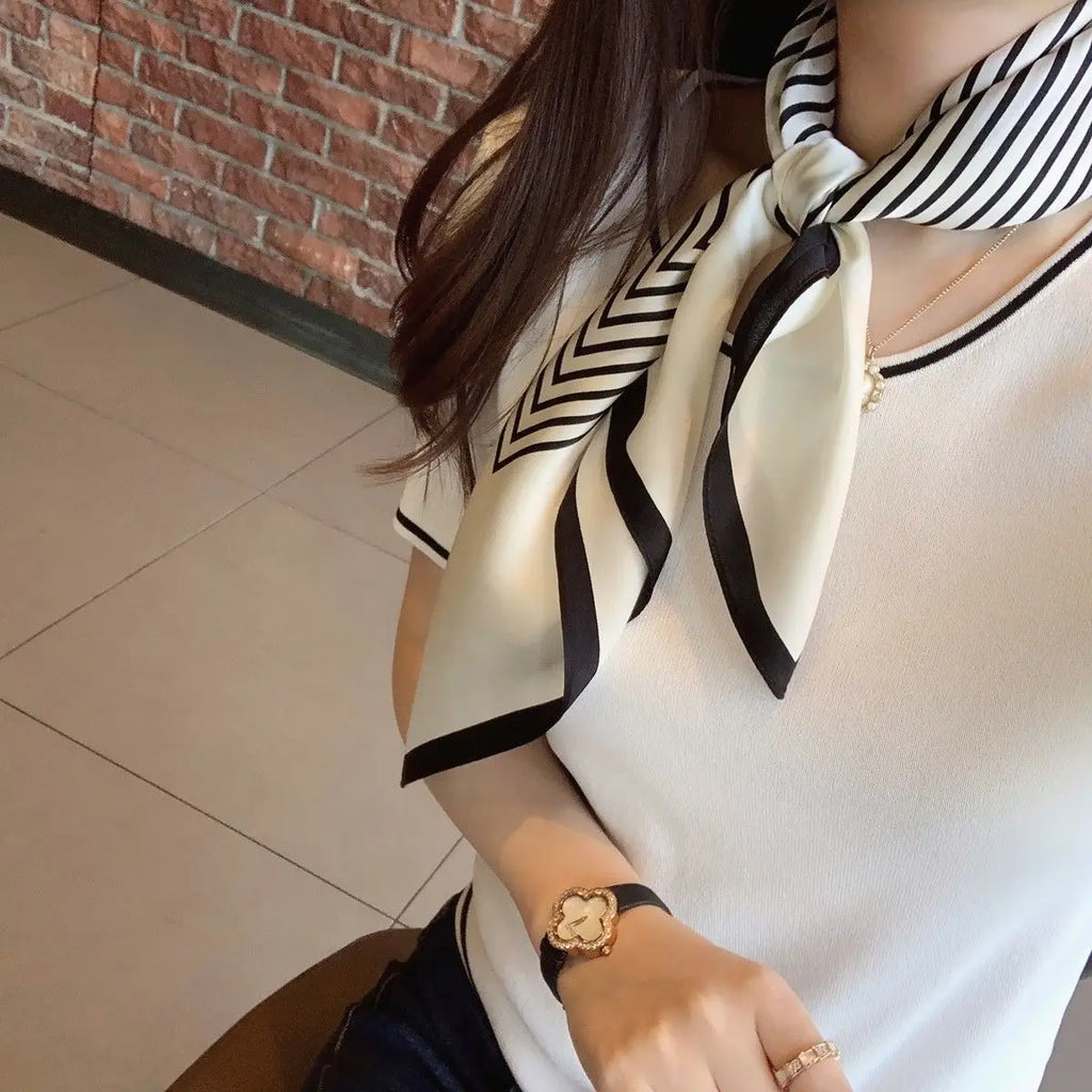 Minimal Stripe Silk Scarf