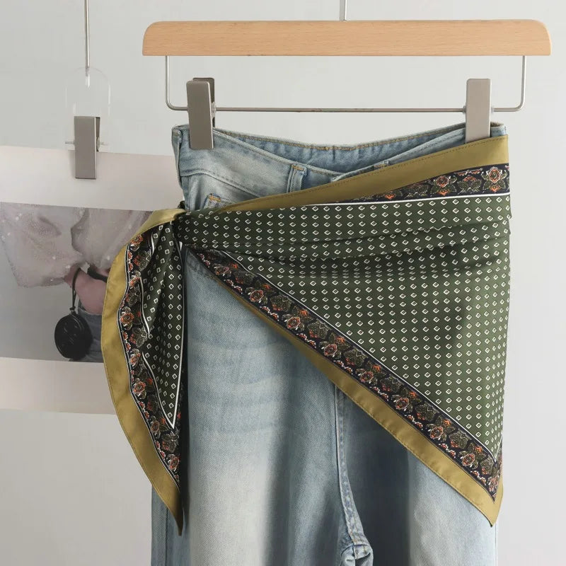 Fashion Women's Triangular Binder Headcloth New Niche Fashion High-End All-Matching Scarf Jeans Belt Decorate Triangular Scarf