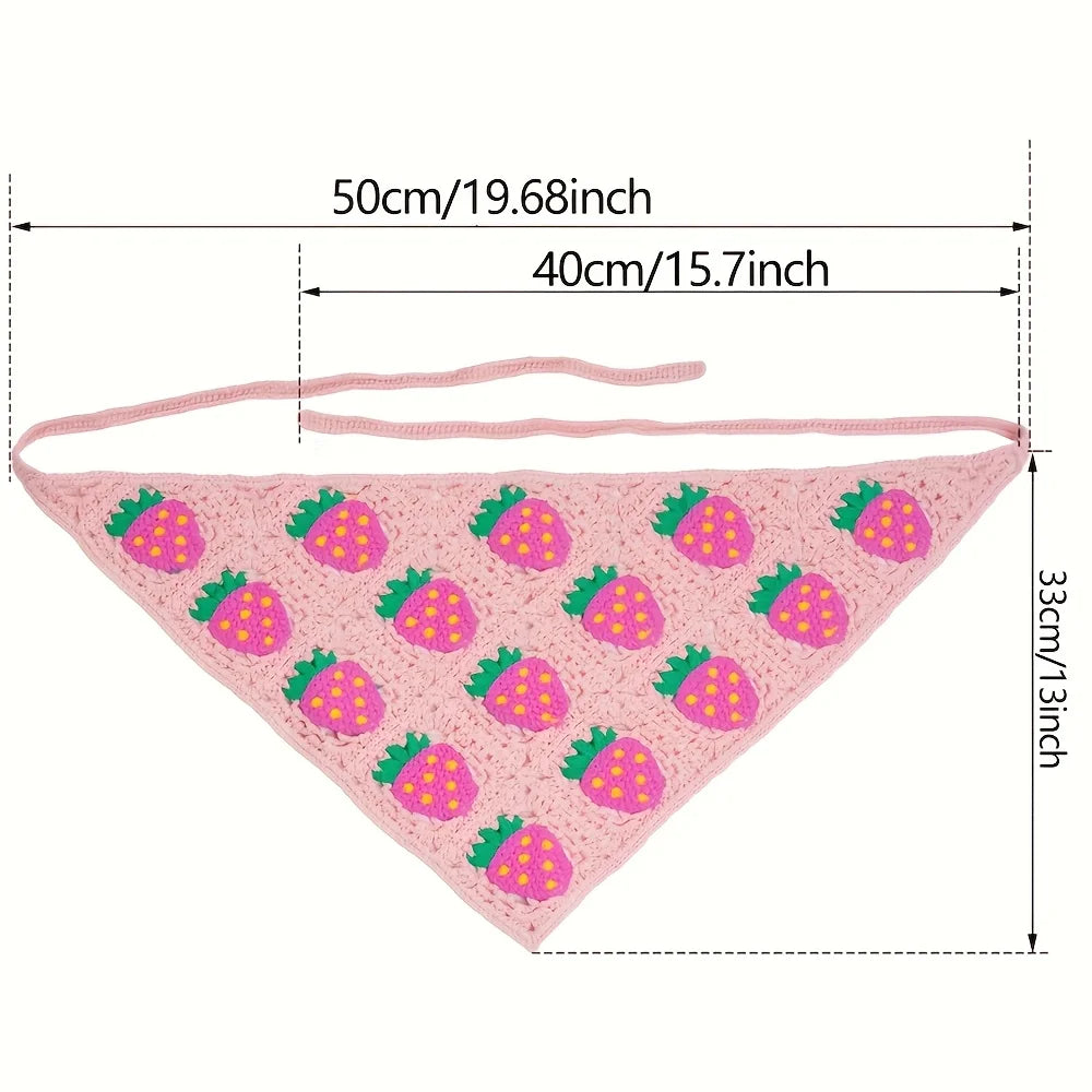 Womens triangle knit scarf strawberry headband hair cute girl accessories crochet head scarf