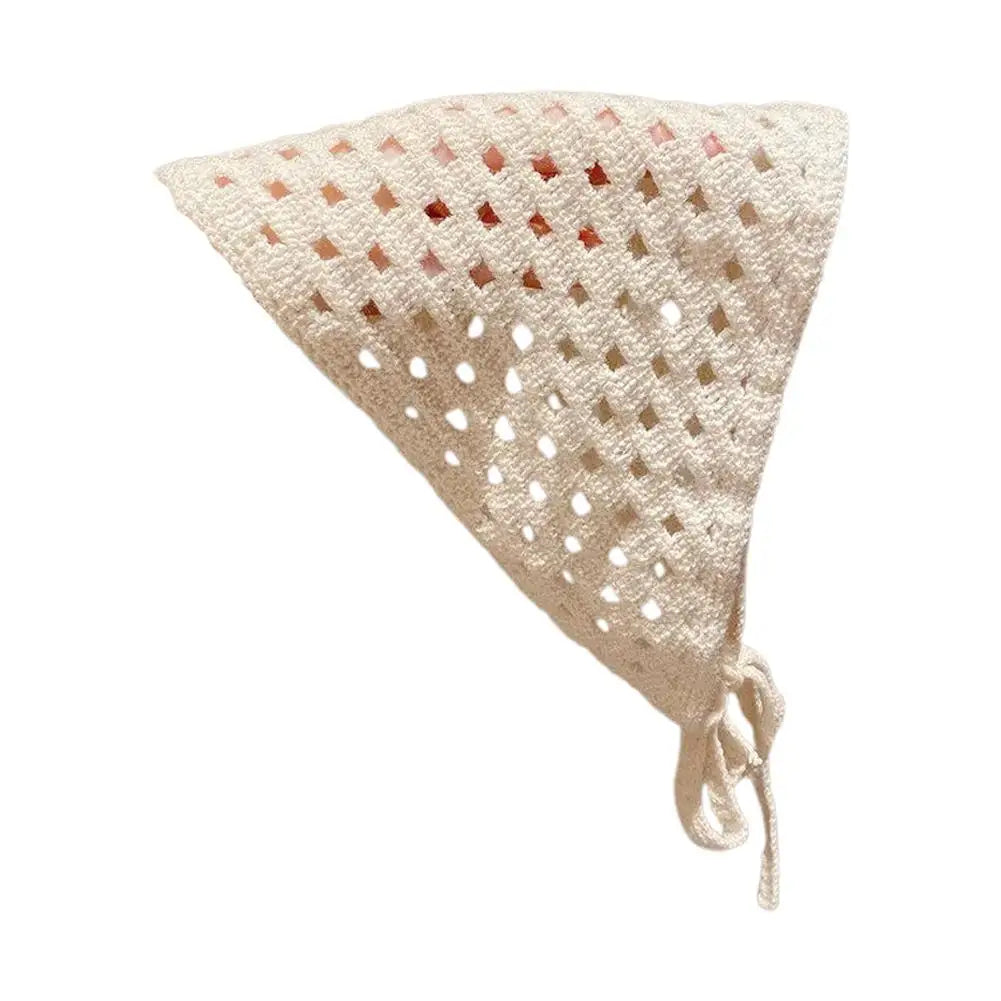 Beige Crochet Triangle Hair Scarf Retro Mesh Knitted Headband Versatile Neck Scarf Fashion Headscarf Hair Accessories