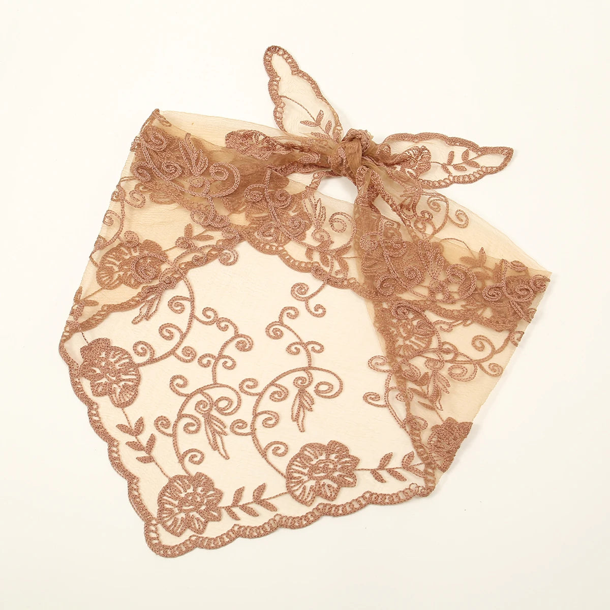 Elegant Lace Scarf Hollow Out Embroidery Foulard Bandana Solid Color Triangular Scarf Thin Vintage HandkerChiefs for Hair Woman