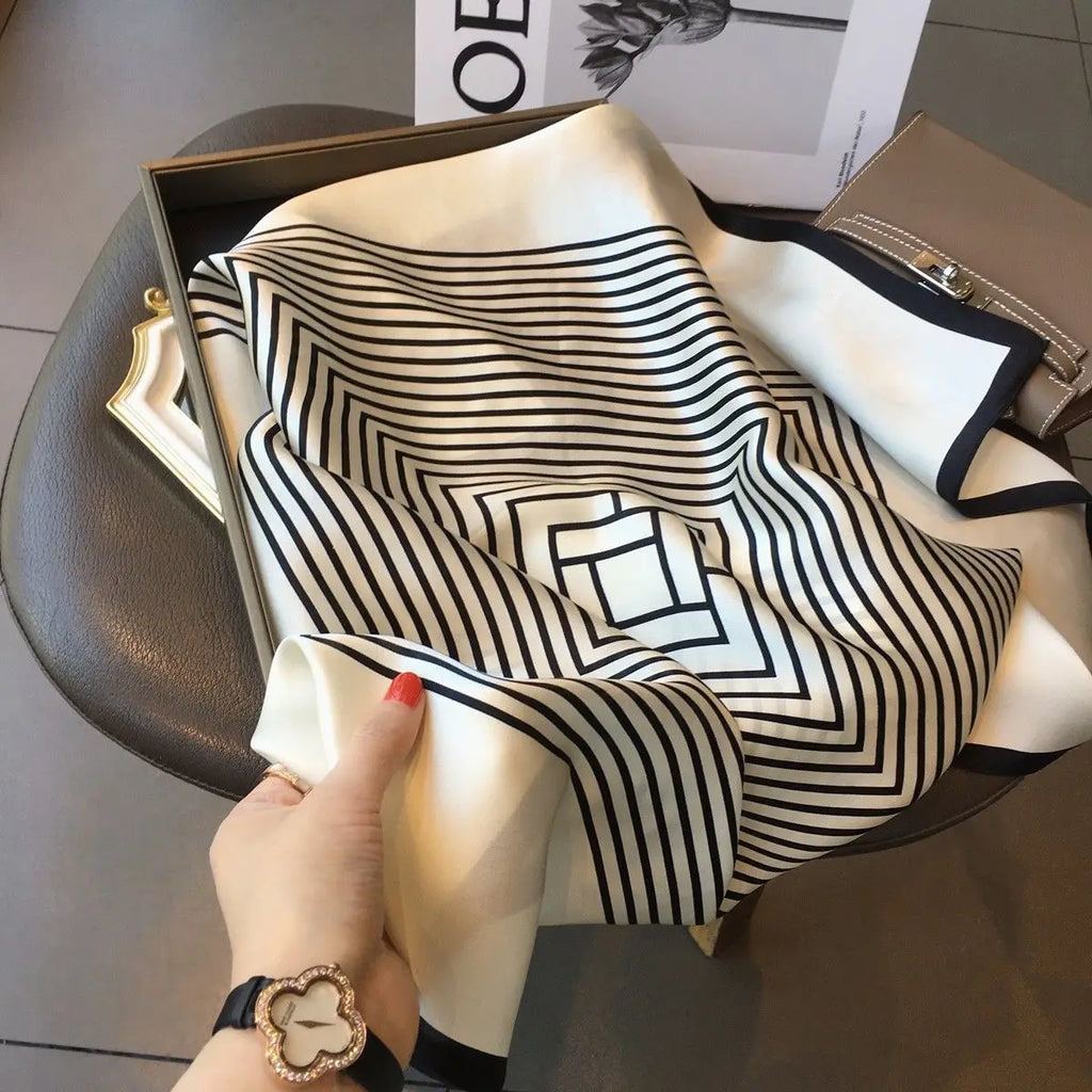 Minimal Stripe Silk Scarf
