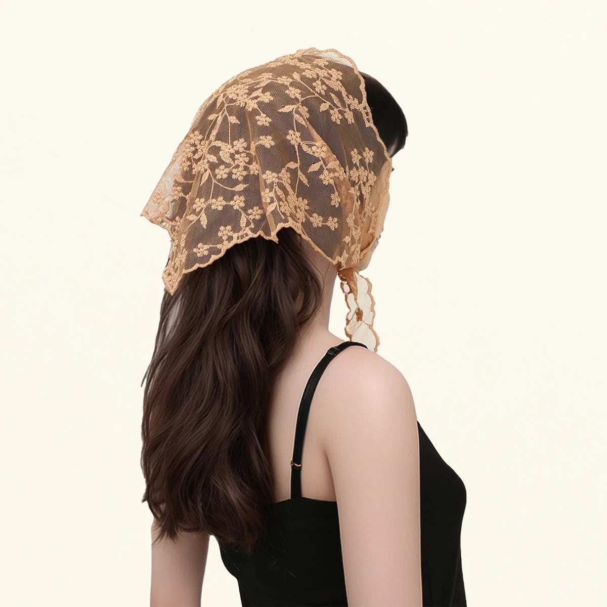 Elegant Lace Scarf Hollow Out Embroidery Foulard Bandana Solid Color Triangular Scarf Thin Vintage HandkerChiefs for Hair Woman