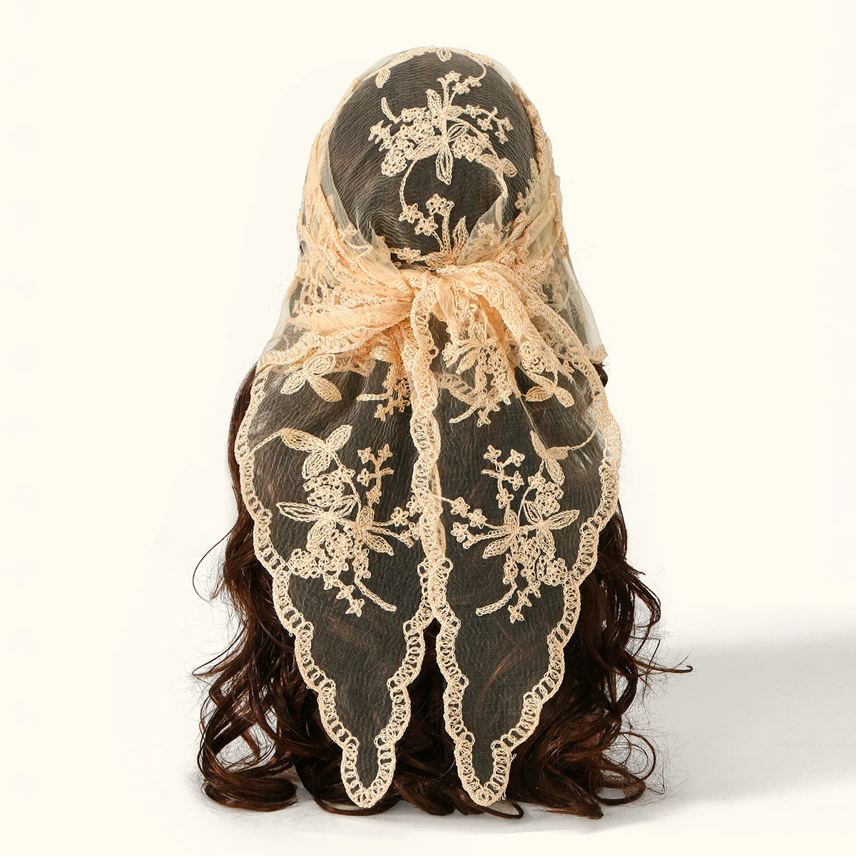 Elegant Lace Scarf Hollow Out Embroidery Foulard Bandana Solid Color Triangular Scarf Thin Vintage HandkerChiefs for Hair Woman