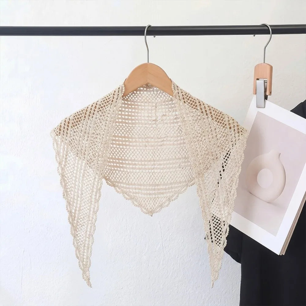 Fashion Headband Hair Scarf Hollow Out Solid Color Triangle Wrap Photo Props Lace Scarf Women