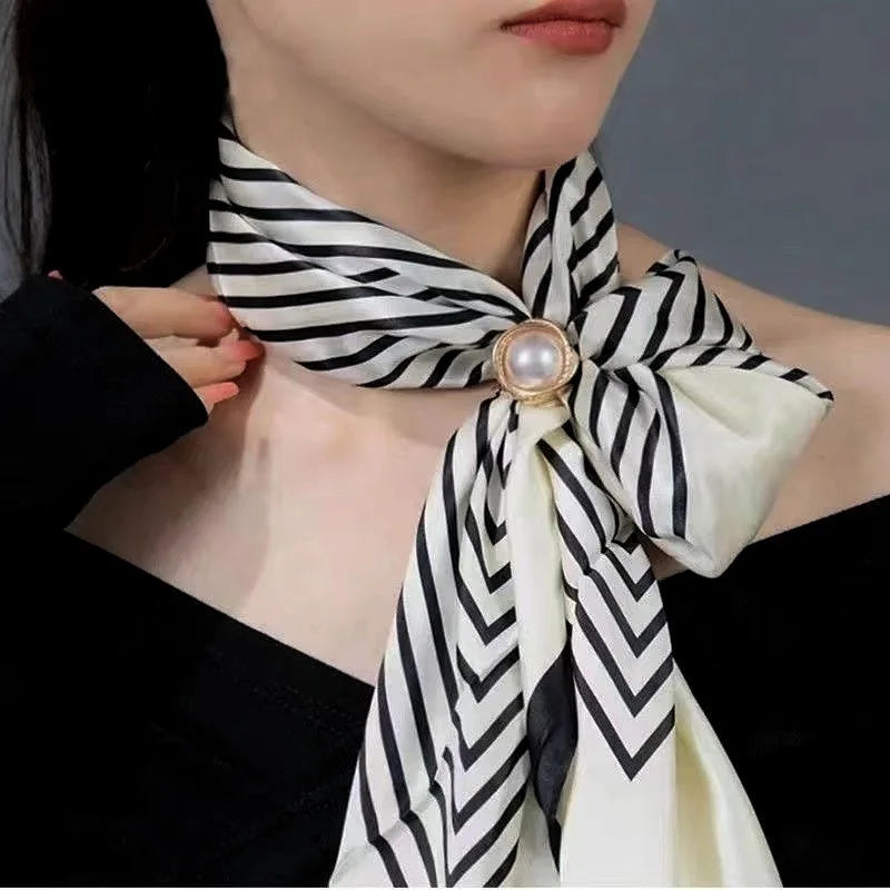 4 Pcs Elegant Golden Faux Pearl Scarf Clip Set - Multifunctional Metal Corner Knot and Ring Clip, for Safe,able Scarf Fixing