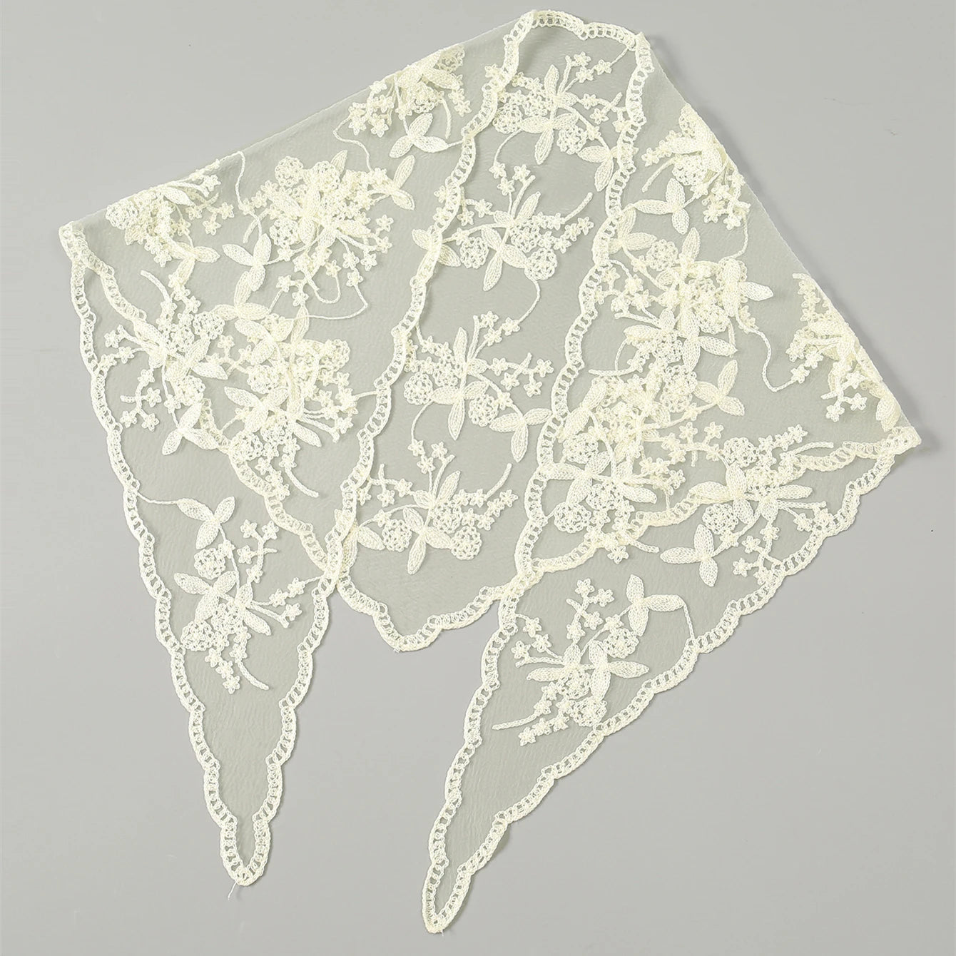 Elegant Lace Scarf Hollow Out Embroidery Foulard Bandana Solid Color Triangular Scarf Thin Vintage HandkerChiefs for Hair Woman