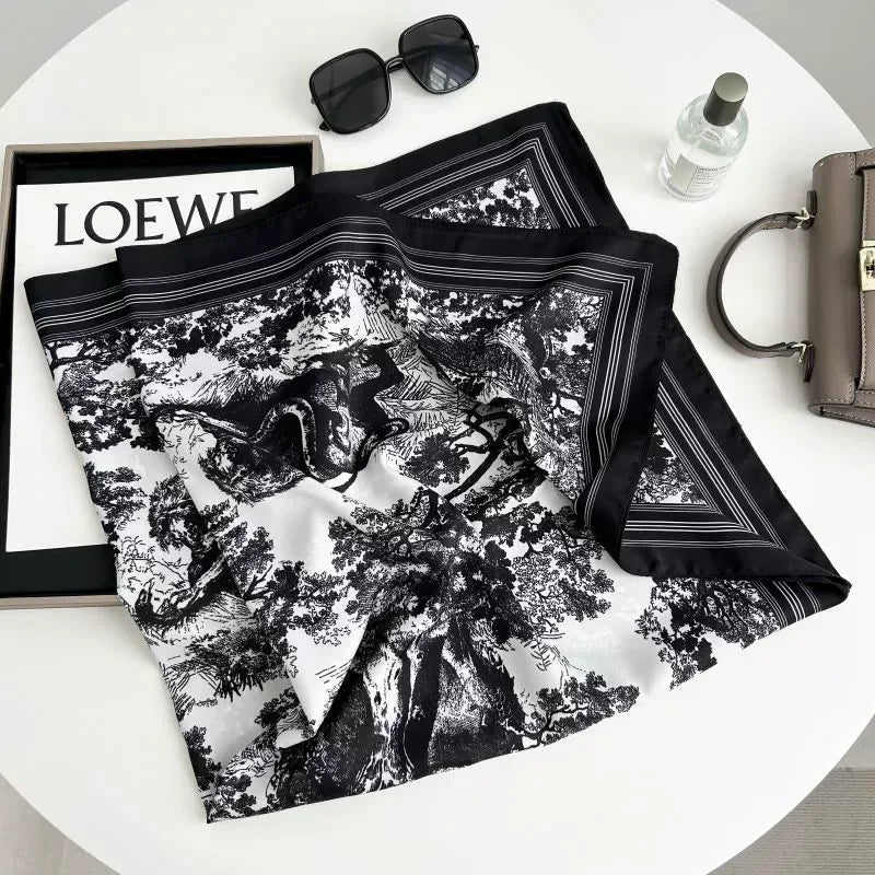 Spring Scarf Women's Luxury Design Scarf Silk Smooth Scarf Soft Muslim Headband Shawl Beach90x90cm