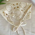 Retro Handmade Crochet Hollow Triangle Headband French Pastoral Knitted Headscarf Summer Travel Literary Photo Hair Scarf