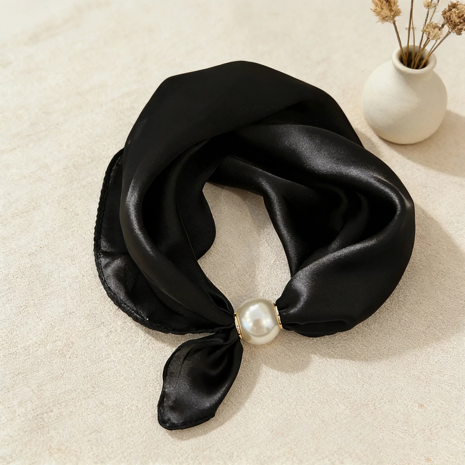 Elegant Pearl Silk Scarf
