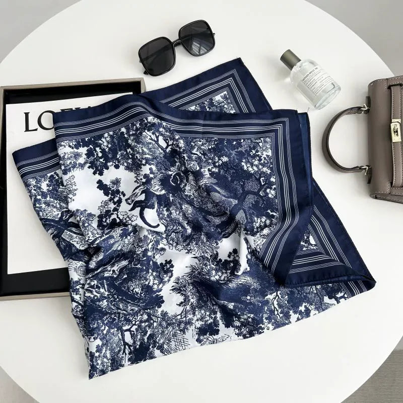 Spring Scarf Women's Luxury Design Scarf Silk Smooth Scarf Soft Muslim Headband Shawl Beach90x90cm