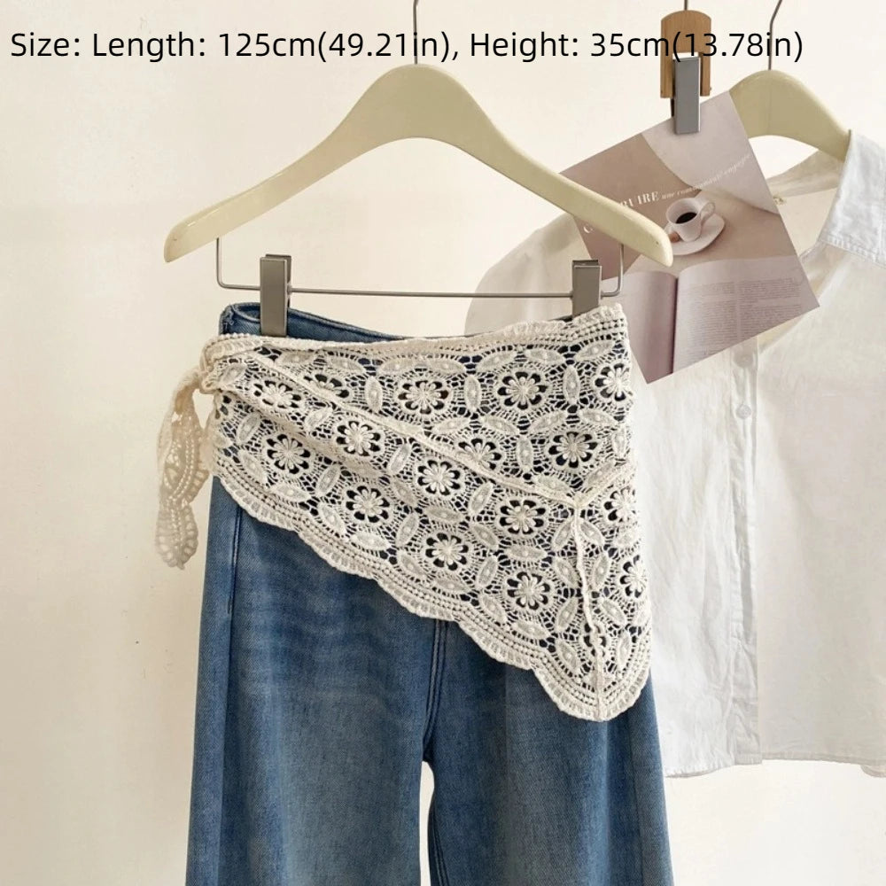 Trendy Lace Trim Fart Curtain Hollowed-out Slim Fit Mini Skirt Pretty Y2K Hip Curtain Summer