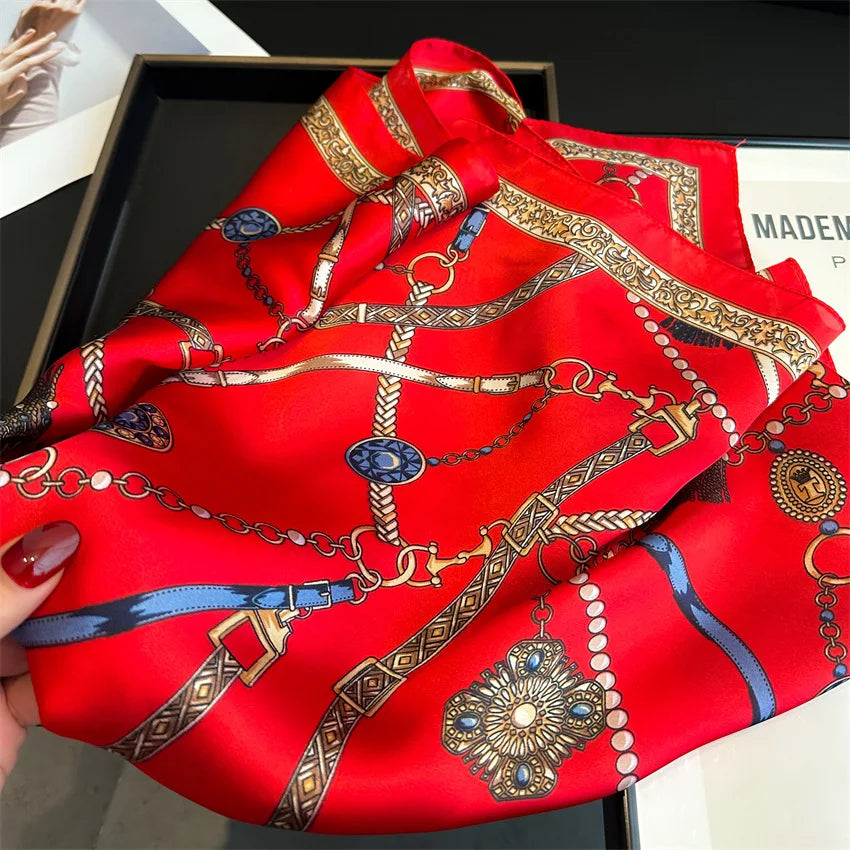 Luxury Red Silk Scarf