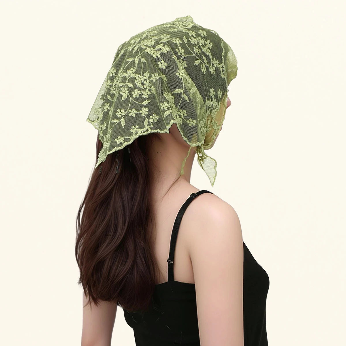 Elegant Lace Scarf Hollow Out Embroidery Foulard Bandana Solid Color Triangular Scarf Thin Vintage HandkerChiefs for Hair Woman