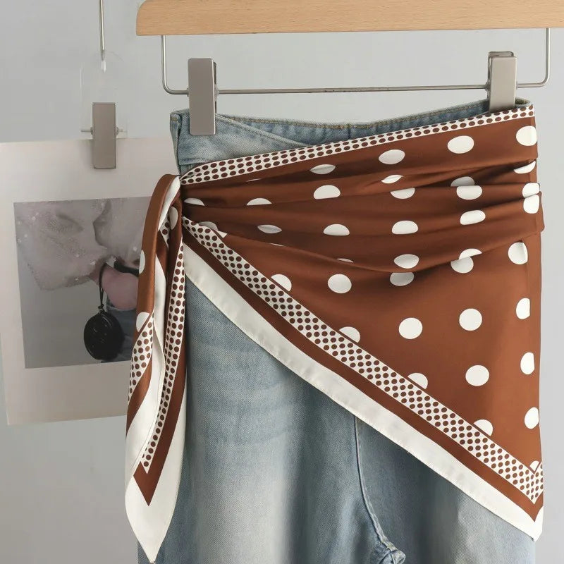 Fashion Women's Triangular Binder Headcloth New Niche Fashion High-End All-Matching Scarf Jeans Belt Decorate Triangular Scarf