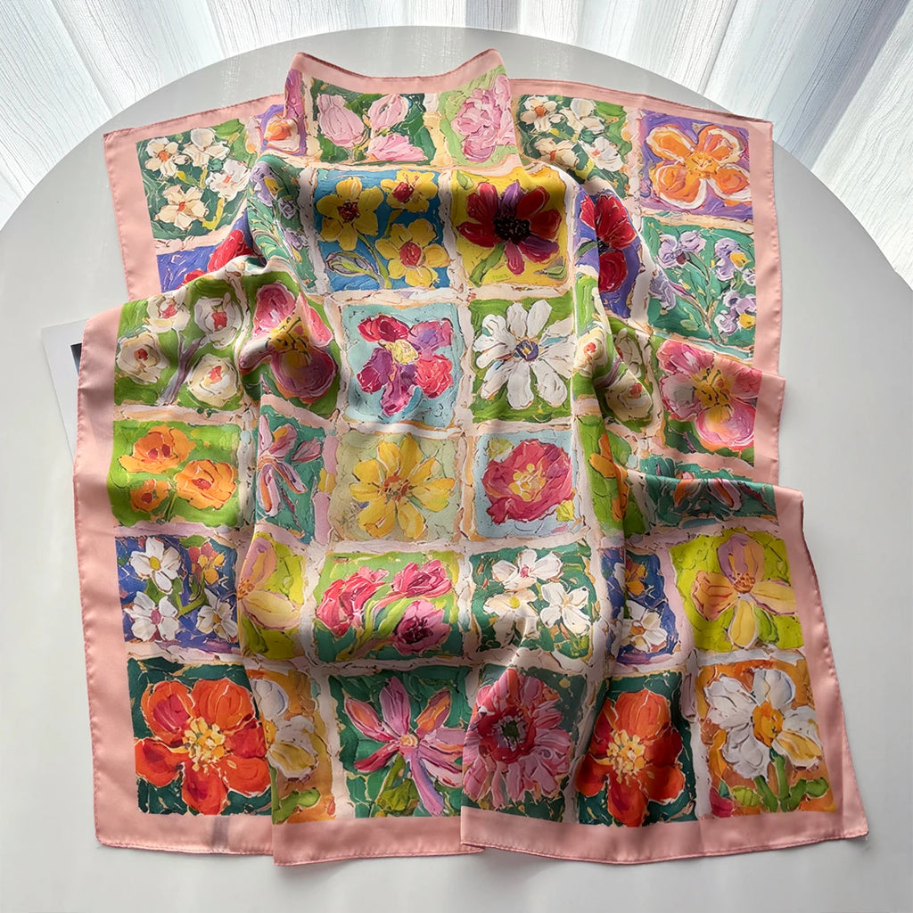 Summer Floral Silk Scarf