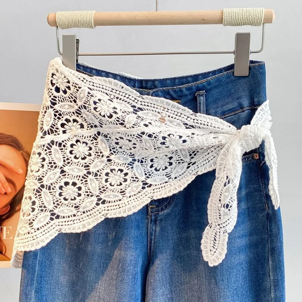Trendy Lace Trim Fart Curtain Hollowed-out Slim Fit Mini Skirt Pretty Y2K Hip Curtain Summer