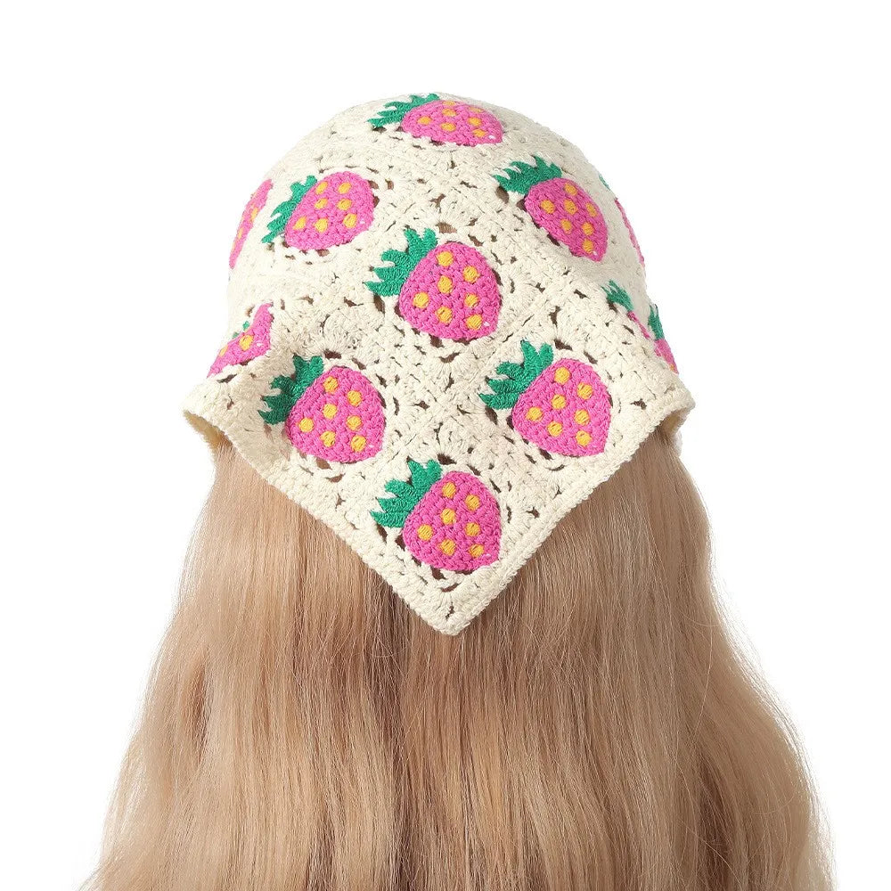 Vintage Weaving Knitting Flower Triangle Headscarf Headbands Elastic Hair Bands Women Girl Hair Scarf Hair Accessories Fashion