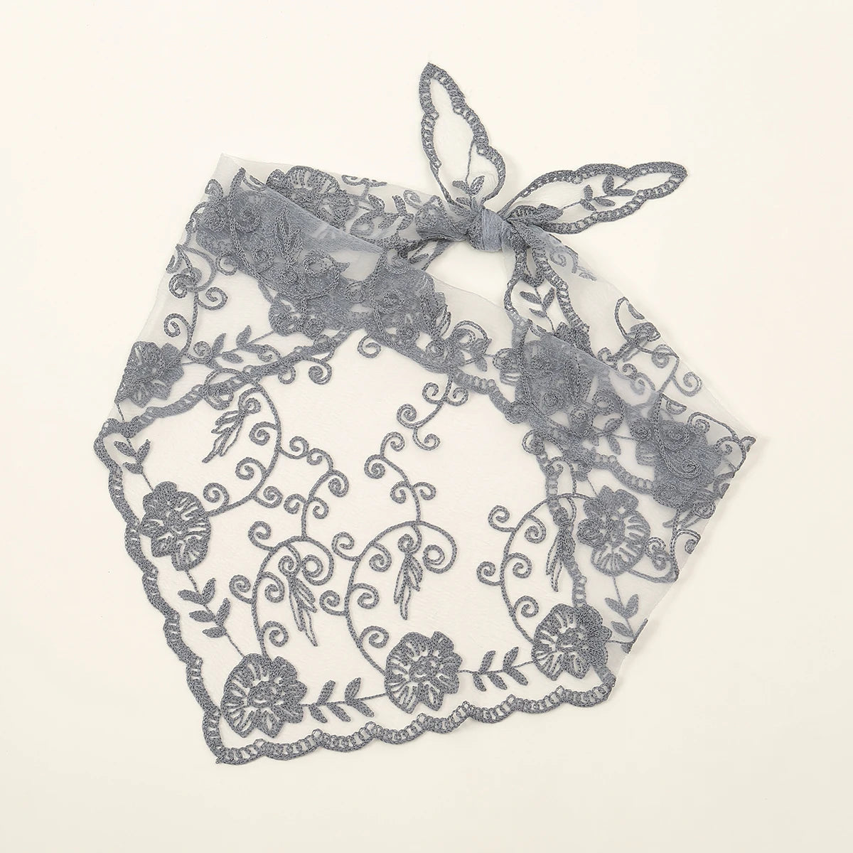 Elegant Lace Scarf Hollow Out Embroidery Foulard Bandana Solid Color Triangular Scarf Thin Vintage HandkerChiefs for Hair Woman
