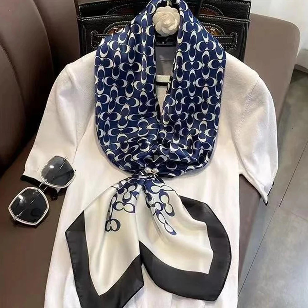 New Women Silk Scarf 90cm Square Hijab Fashion Versatile Korean Edition Silk Scarf Multi purpose Shirt Bandana Neckerchief