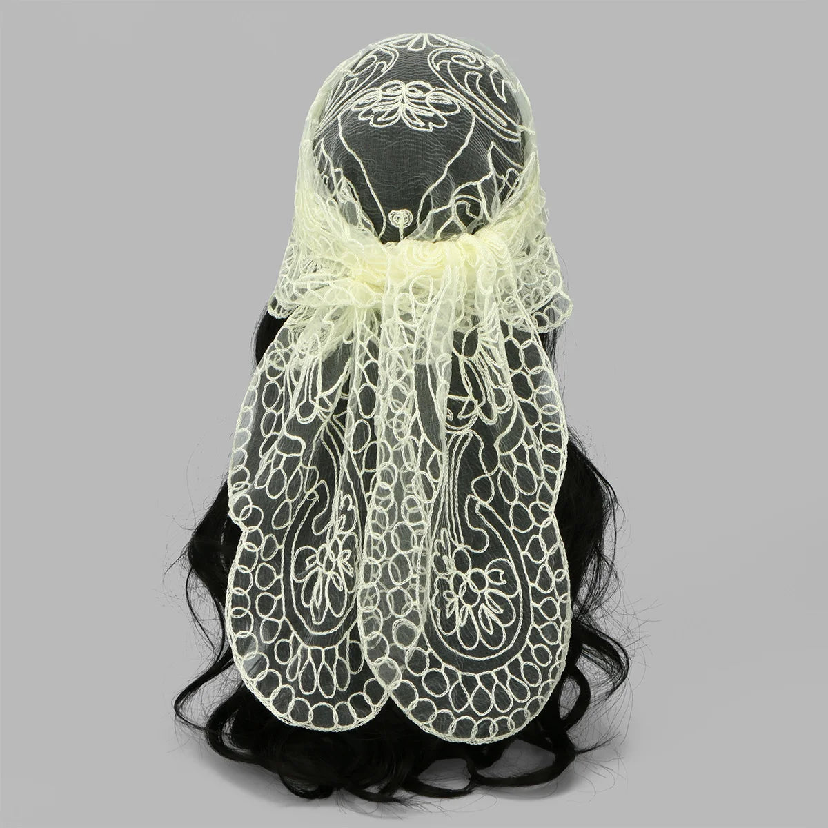 Elegant Lace Scarf Hollow Out Embroidery Foulard Bandana Solid Color Triangular Scarf Thin Vintage HandkerChiefs for Hair Woman