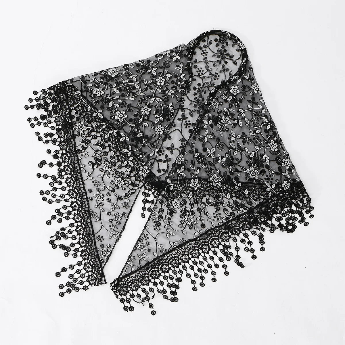 Elegant Lace Scarf Hollow Out Embroidery Foulard Bandana Solid Color Triangular Scarf Thin Vintage HandkerChiefs for Hair Woman