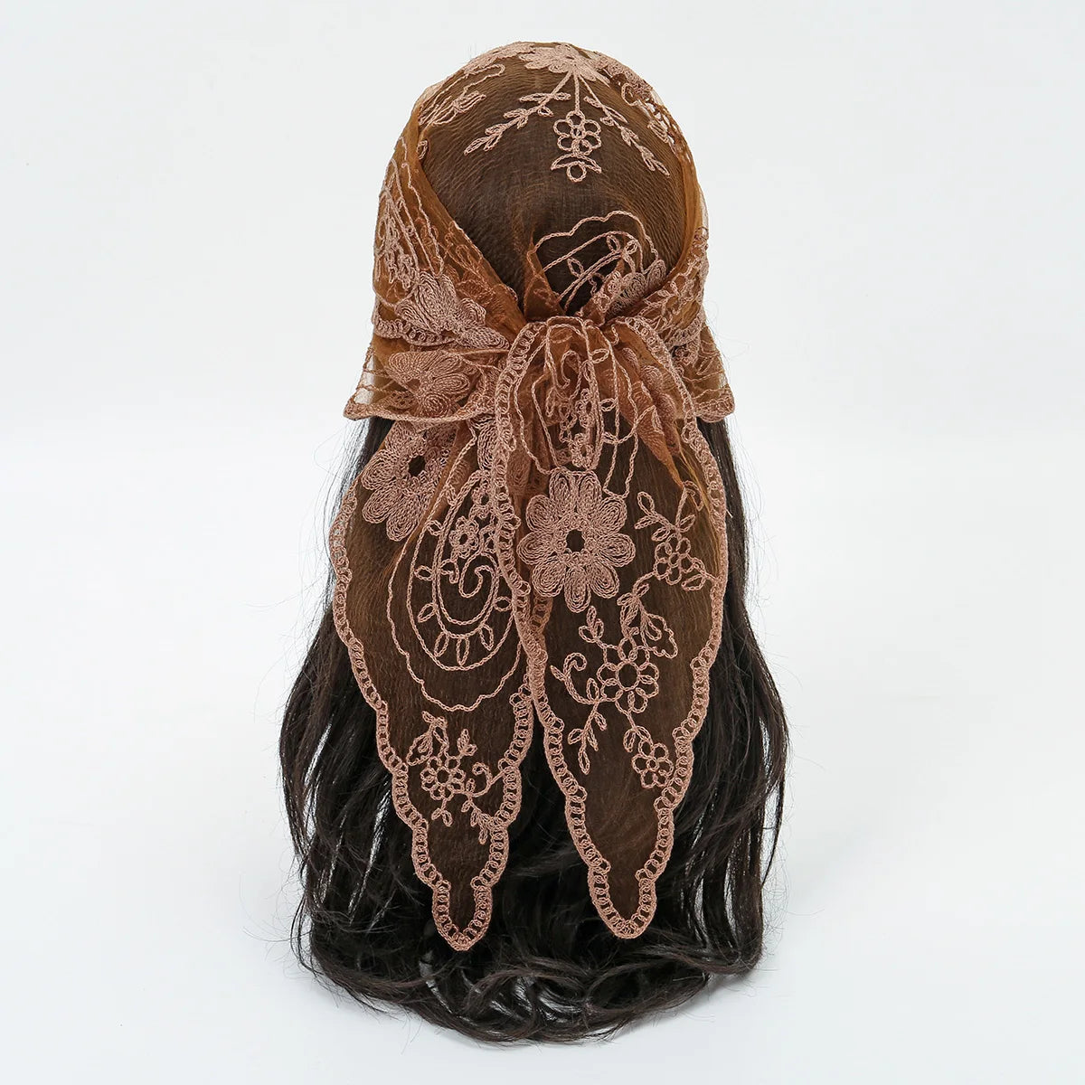 Elegant Lace Scarf Hollow Out Embroidery Foulard Bandana Solid Color Triangular Scarf Thin Vintage HandkerChiefs for Hair Woman