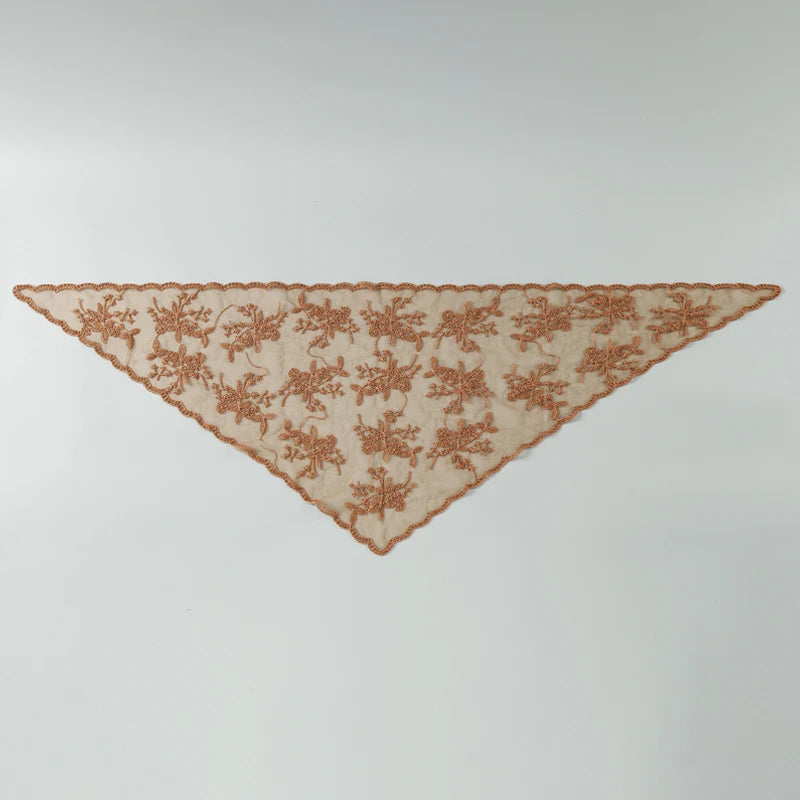Elegant Lace Scarf Hollow Out Embroidery Foulard Bandana Solid Color Triangular Scarf Thin Vintage HandkerChiefs for Hair Woman