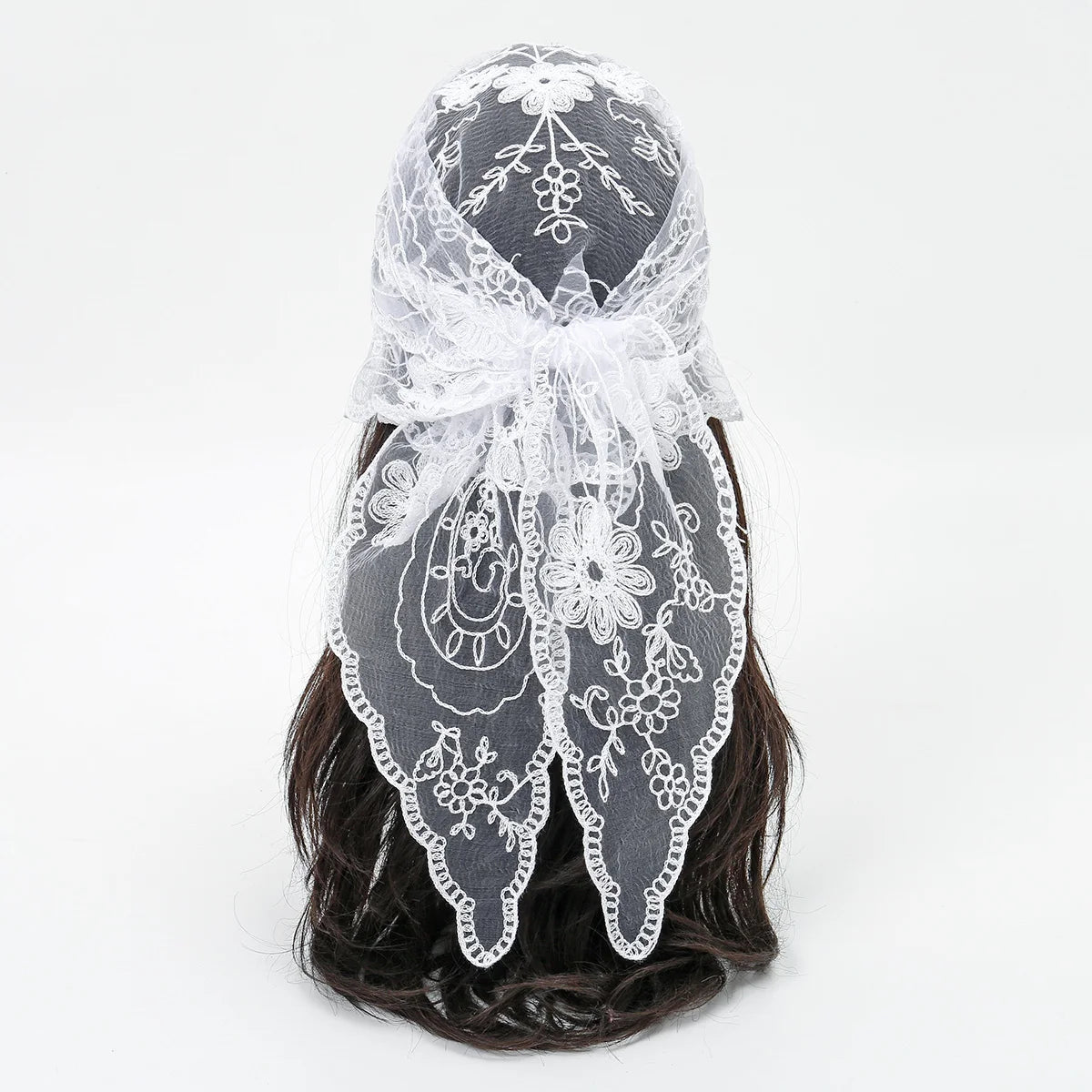 Elegant Lace Scarf Hollow Out Embroidery Foulard Bandana Solid Color Triangular Scarf Thin Vintage HandkerChiefs for Hair Woman