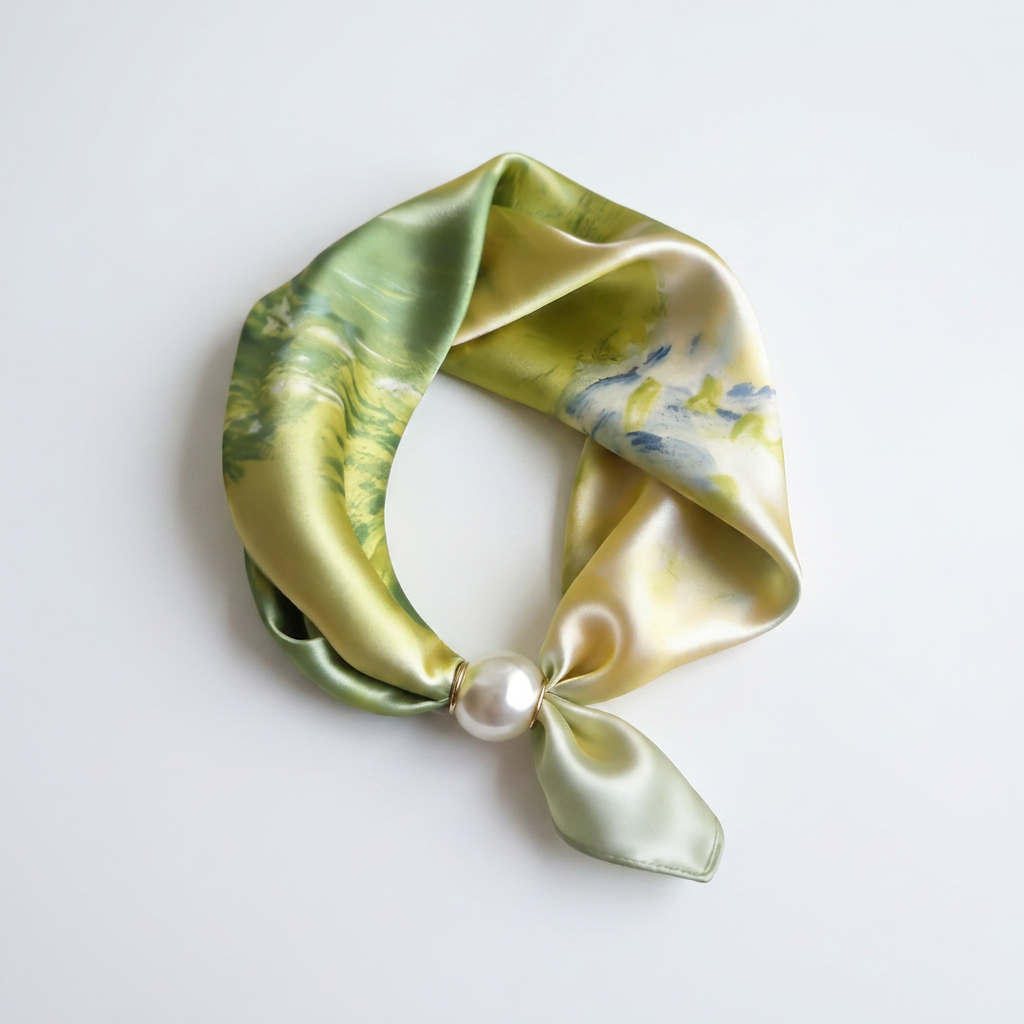 Pearl Accent Silk Scarf